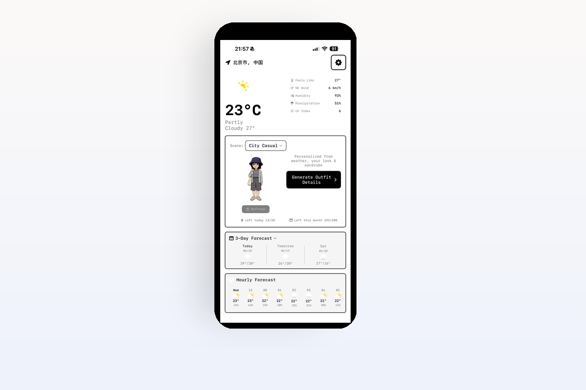 Weather OOTD App Preview